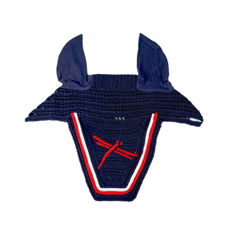 Freejump - Bonnet pour chevaux Premium marine et rouge