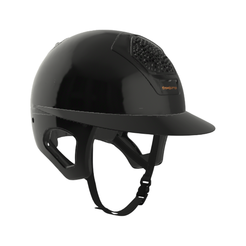 Freejump - Casque d'équitation Voronoï black glossy full protection visière wide