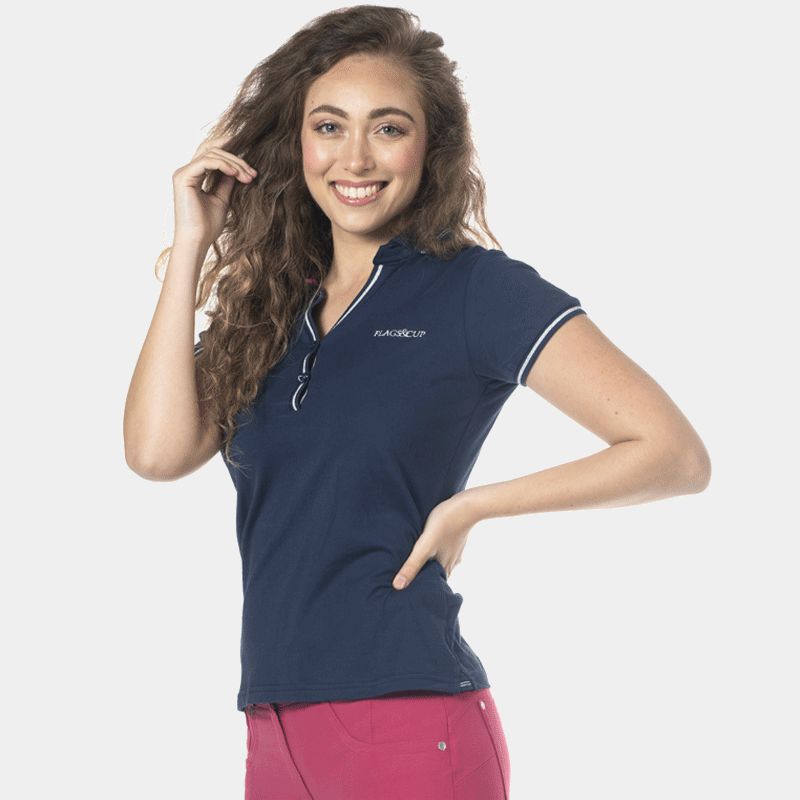 Flags & Cup - Polo manches courtes femme Rosa marine | - Ohlala