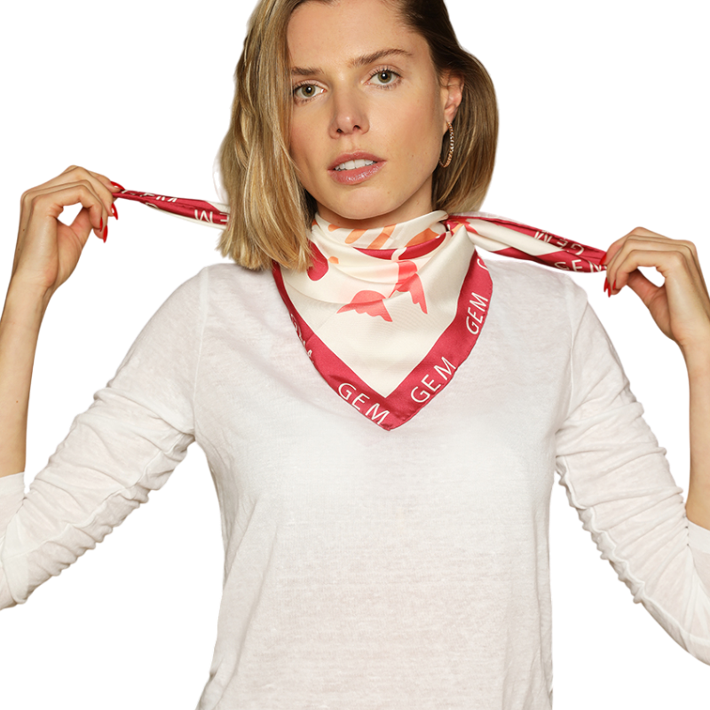 GEM - Foulard Icare crème/ rose