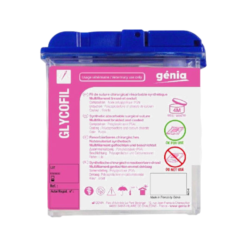 Genia - Fil synthétique résorbable tressé violet Glycofil Dec7