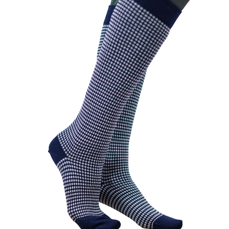 Harcour - Chaussettes d'équitation Spiral tweed marine/ blanc (x1)