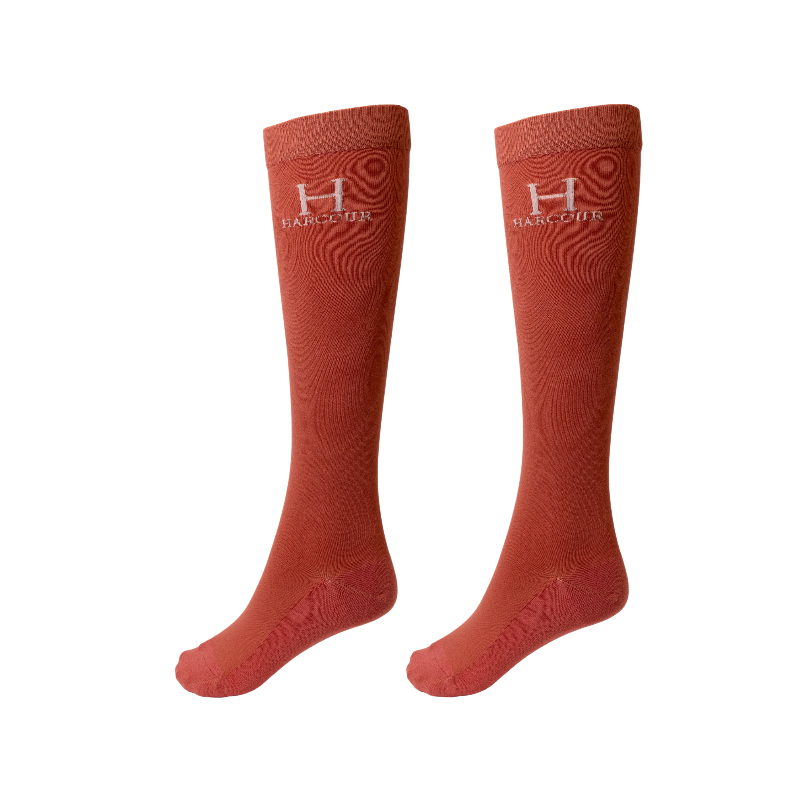 Harcour - Chaussettes d'équitation Badminton pamplemousse (x2) | - Ohlala