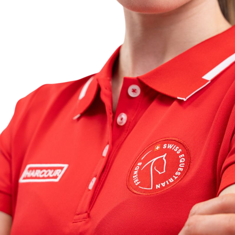 Harcour - Polo manches courtes femme Swiss Equestrian Friends Douve rouge | - Ohlala
