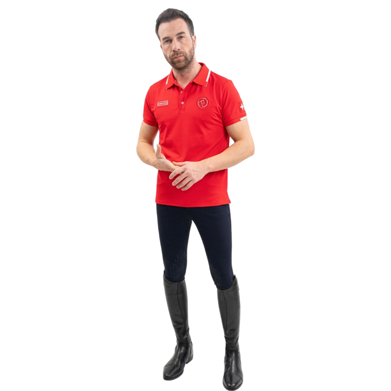 Harcour - Polo manches courtes homme Swiss Equestrian Friends Dranse rouge | - Ohlala