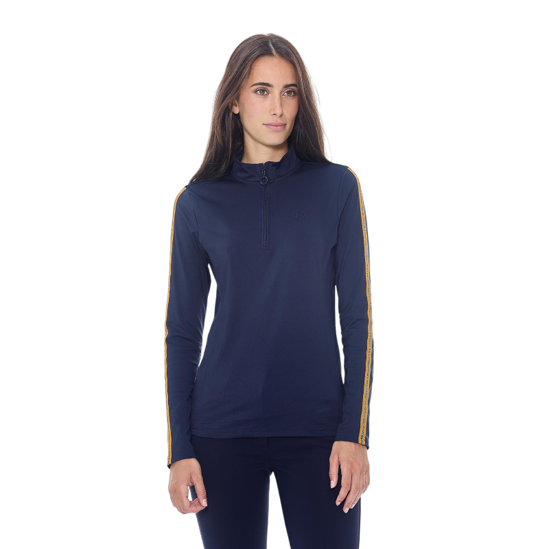 Harcour - Polo manches longues chaud femme Pistach marine | - Ohlala