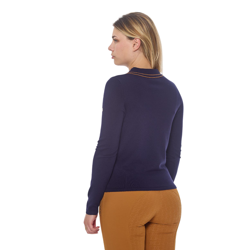 Harcour - Polo manches longues femme Popi marine | - Ohlala