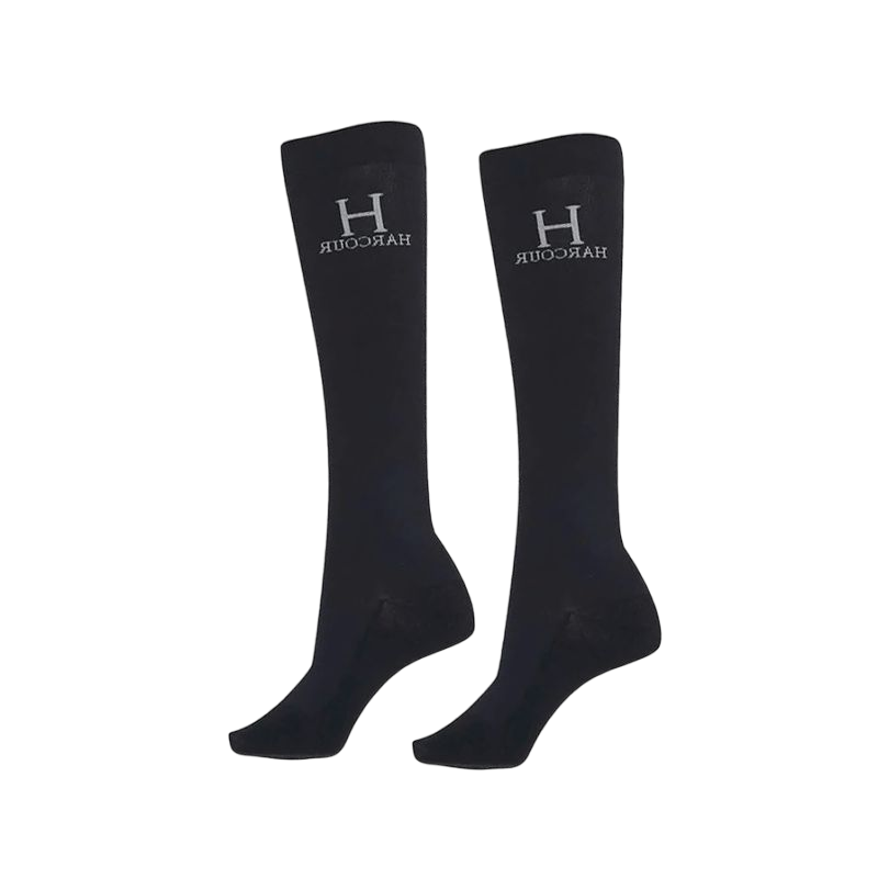 Harcour - Chaussettes d'équitation Badminton Noir (x2) | - Ohlala