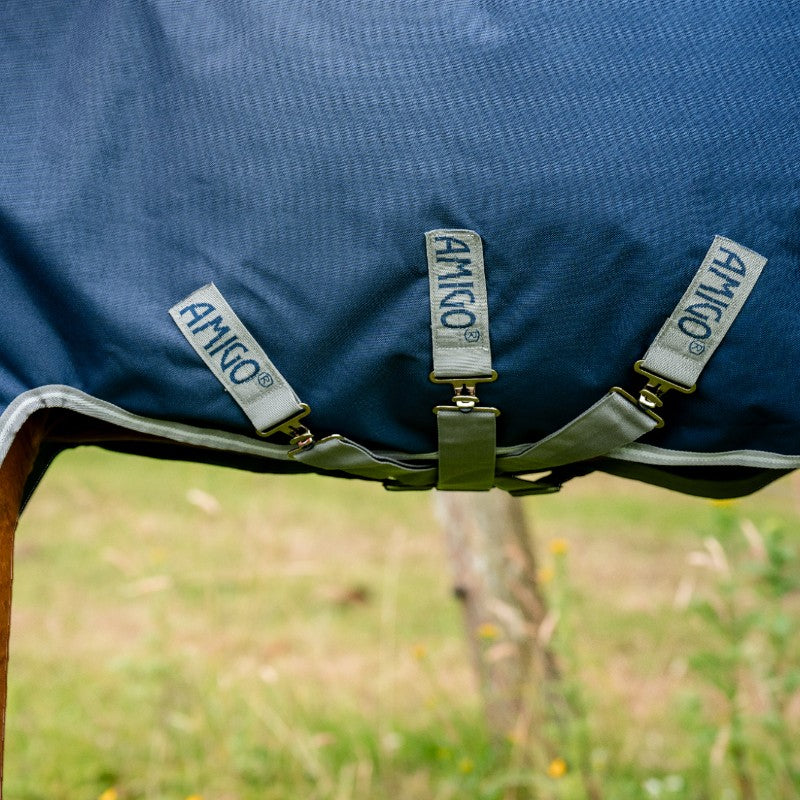 Horseware - Couverture d'extérieur Amigo Bravo 12 Plus marine/ titanium grey/ argent 50 + doublures | - Ohlala