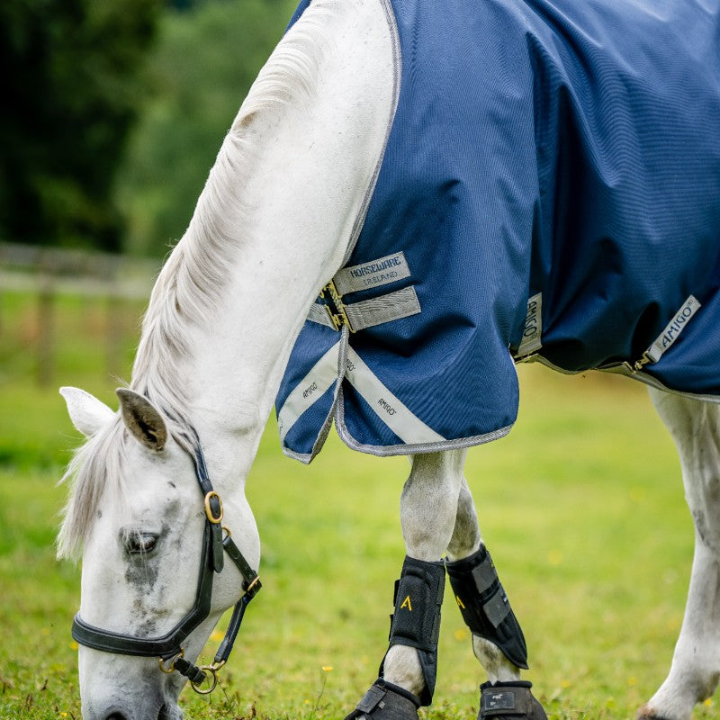 Horseware - Couverture d'extérieur Amigo Bravo 12 Turnout marine/ titanium grey/ argent 0g | - Ohlala