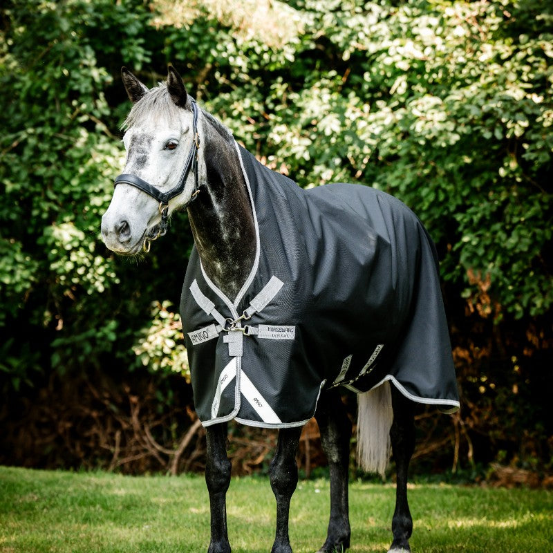 Horseware - Couverture d'extérieur Amigo Bravo 12 Wug noir/ titanium grey/ argent 400g | - Ohlala