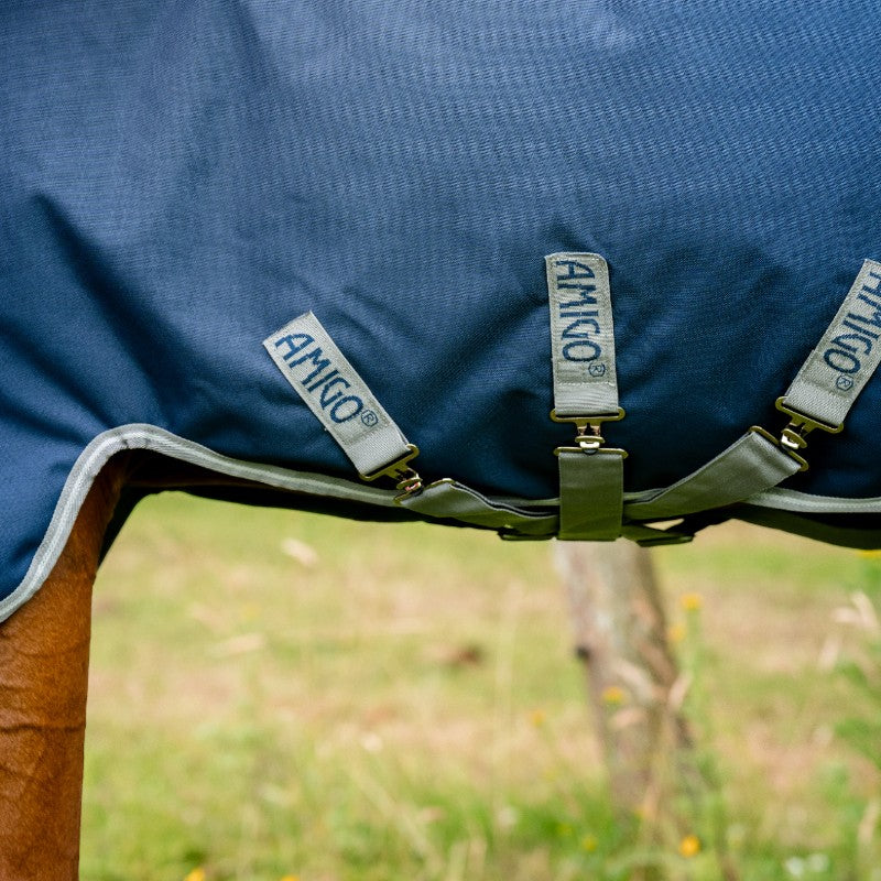 Horseware - Couverture d'extérieur Amigo Turnout marine/ titanium grey/ argent 100g | - Ohlala