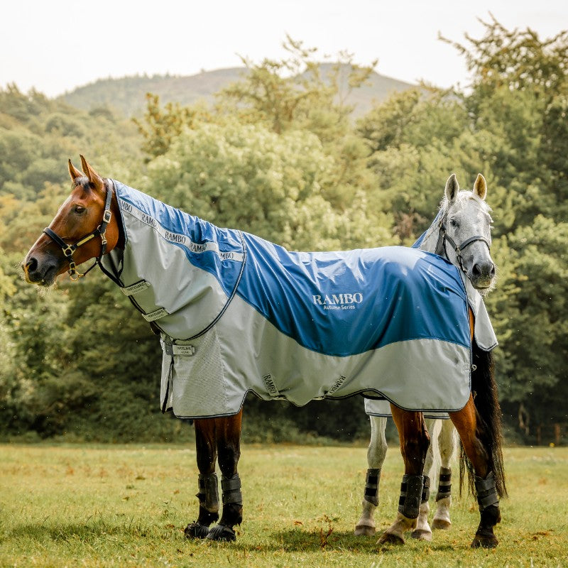 Horseware - Couverture d'extérieur Rambo Autumn Series marine/ gris 0g | - Ohlala