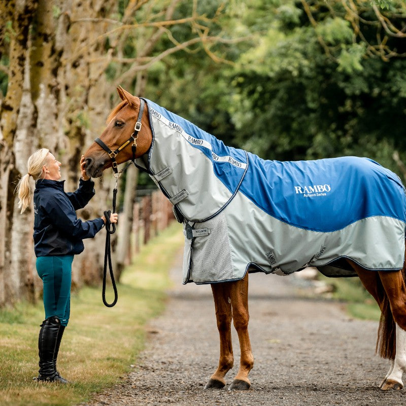 Horseware - Couverture d'extérieur Rambo Autumn Series marine/ gris 0g | - Ohlala