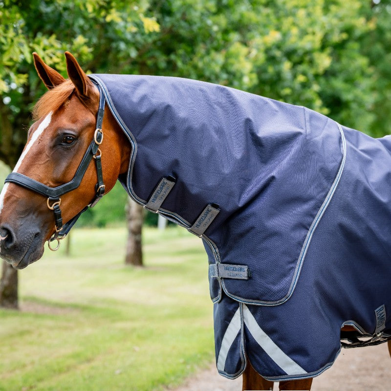 Horseware - Couverture d'extérieur Rambo Duo Force 2.0 marine/ thunderstorm grey/ argent 100g | - Ohlala