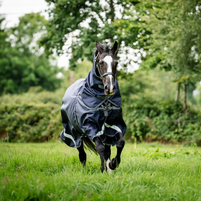 Horseware - Couverture d'extérieur Rambo Optimo Plus Turnout Bundle marine/ thunderstorm grey/ argent (0g + 200g) | - Ohlala