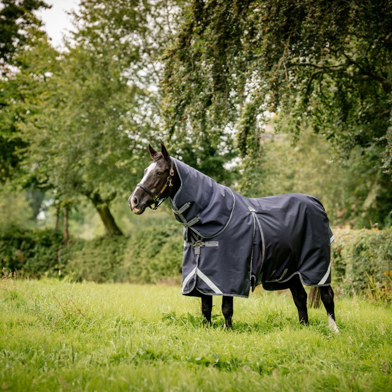 Horseware - Couverture d'extérieur Rambo Optimo Plus Turnout Bundle marine/ thunderstorm grey/ argent (0g + 200g) | - Ohlala