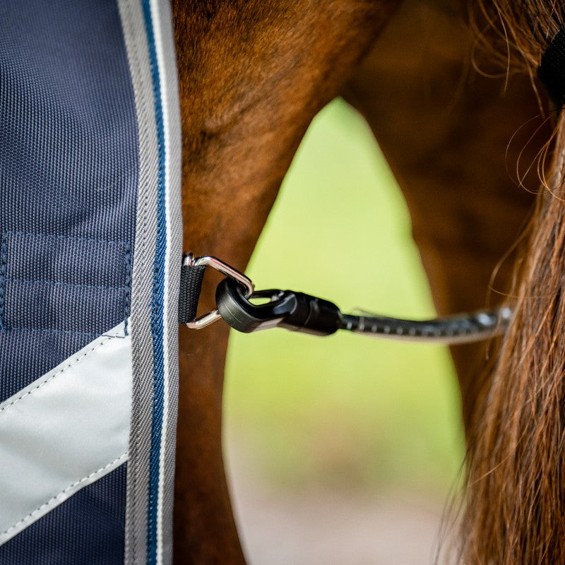Horseware - Couverture d'extérieur Rambo Supreme Turnout Plus marine/ thunderstorm grey/ silver 450g | - Ohlala