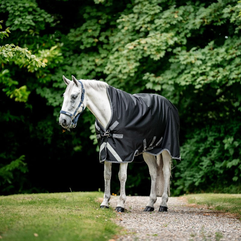 Horseware - Couverture d'extérieur Rambo Wug noir/ thunderstorm grey/ argent 400g | - Ohlala