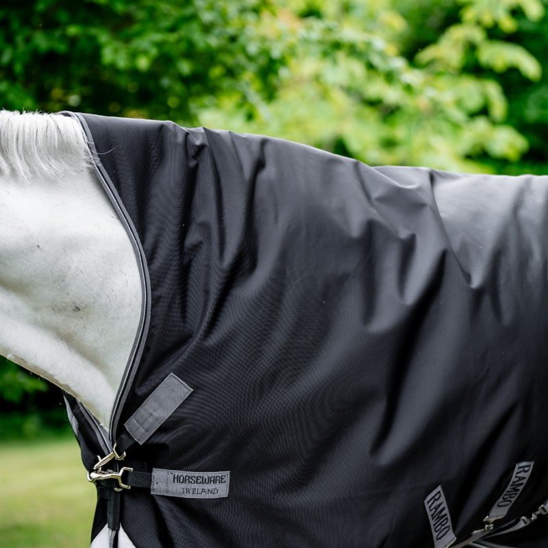 Horseware - Couverture d'extérieur Rambo Wug noir/ thunderstorm grey/ argent 400g | - Ohlala