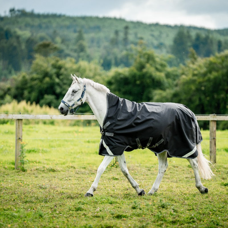 Horseware - Couverture d'extérieur Rambo Wug noir/ thunderstorm grey/ argent 400g | - Ohlala