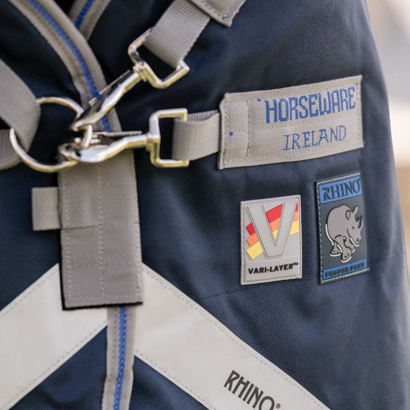 Horseware - Couverture d'extérieur Rhino Turnout VL marine/ titanium grey/ classic blue 250g | - Ohlala