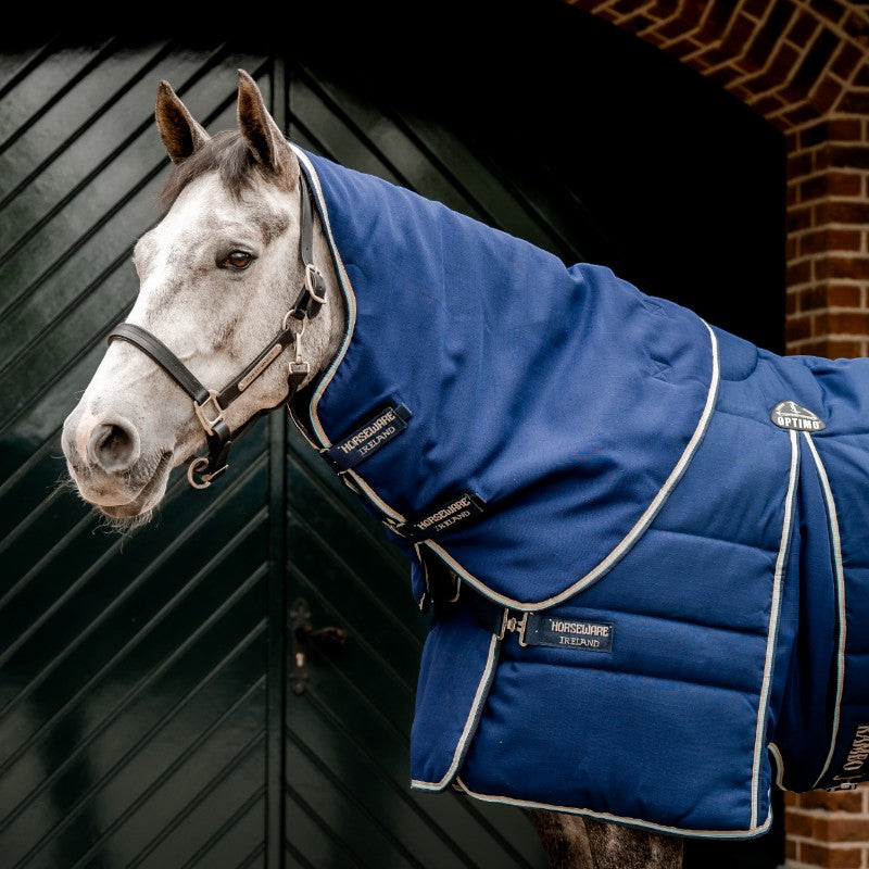 Horseware - Couverture de box Rambo Optimo Stable Plus marine/ beige/ baby blue 400g | - Ohlala