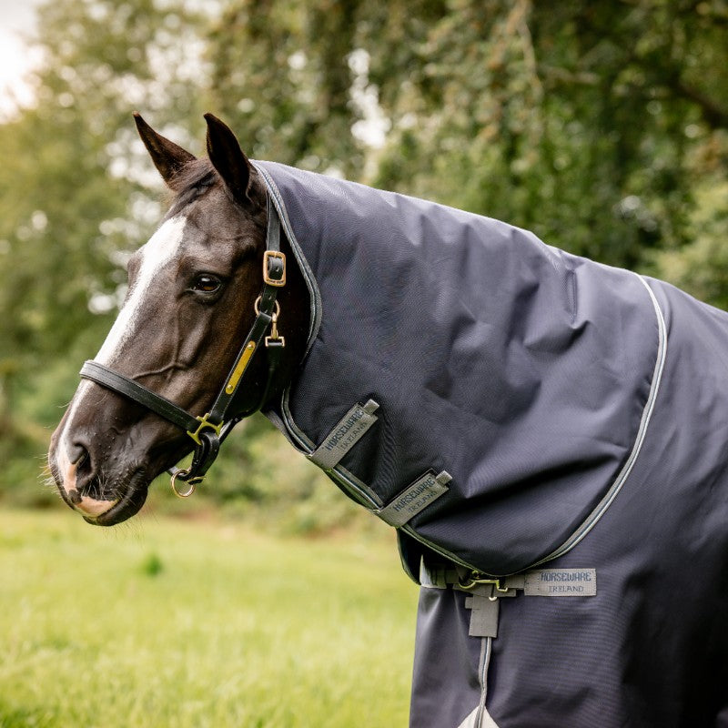 Horseware - Couvre-cou Rambo Optimo Turnout marine/ thunderstorm/ argent 150g | - Ohlala