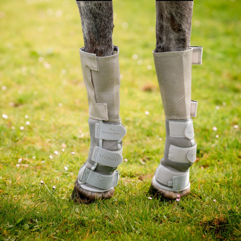 Horseware - Guêtres anti-mouches Tech-Fit Flyboot silver (x4) | - Ohlala