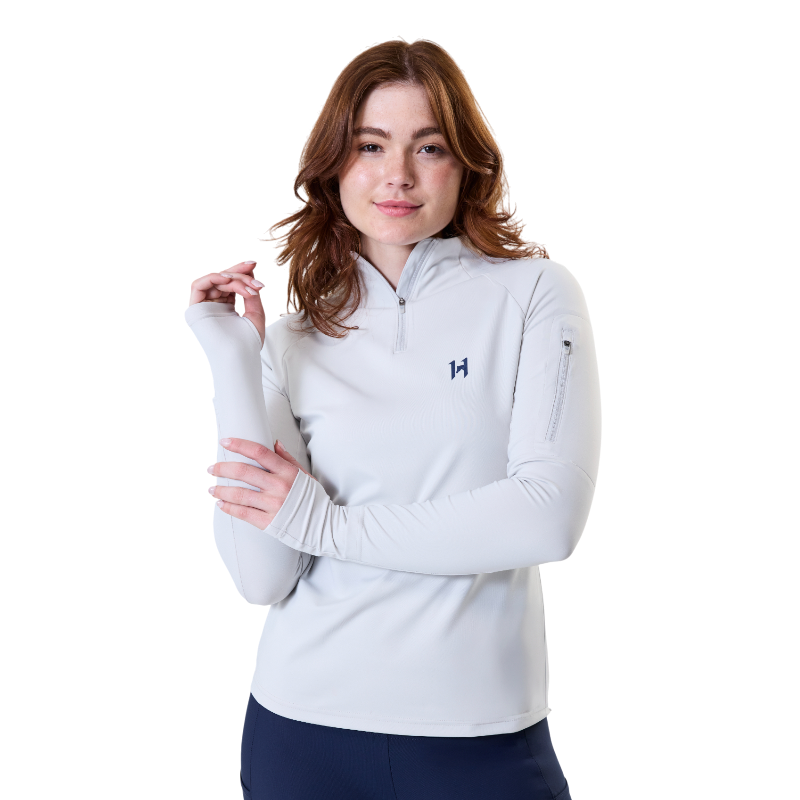 Horseware - Sweat manches longues femme Strive Winter 1/4 Zip Hw grey | - Ohlala