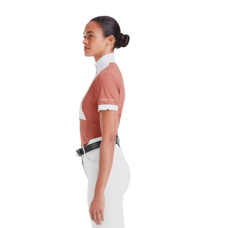Horse Pilot - Chemise de concours manches courtes femme Monica brick dust | - Ohlala