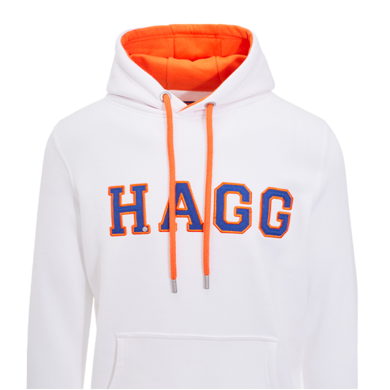 Hagg - Sweat à capuche homme blanc/ orange/ bleu roi