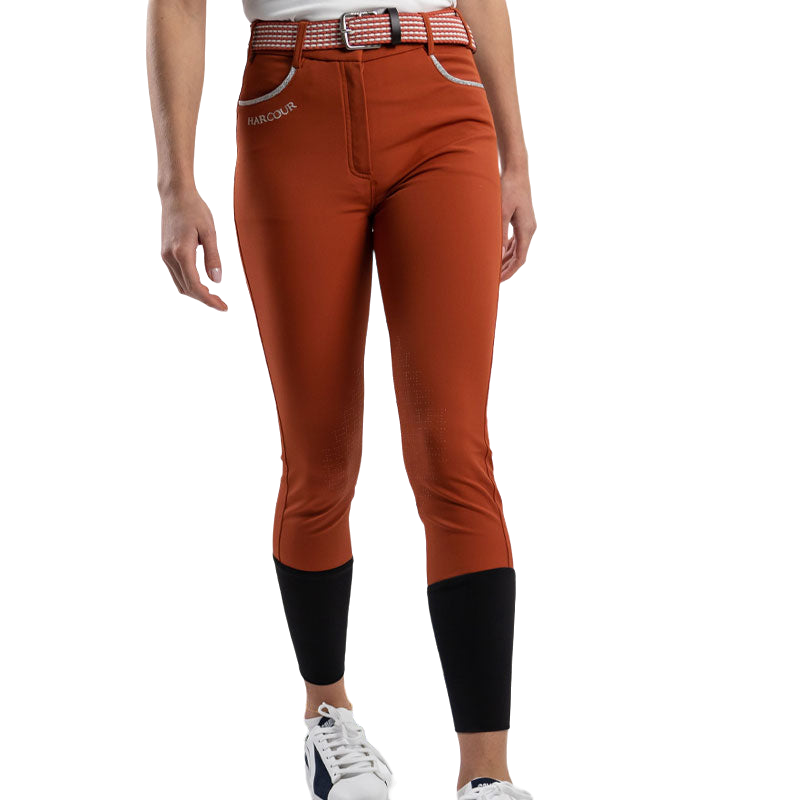 Harcour - Pantalon d'équitation femme fix systeme grip Jaltika terracotta