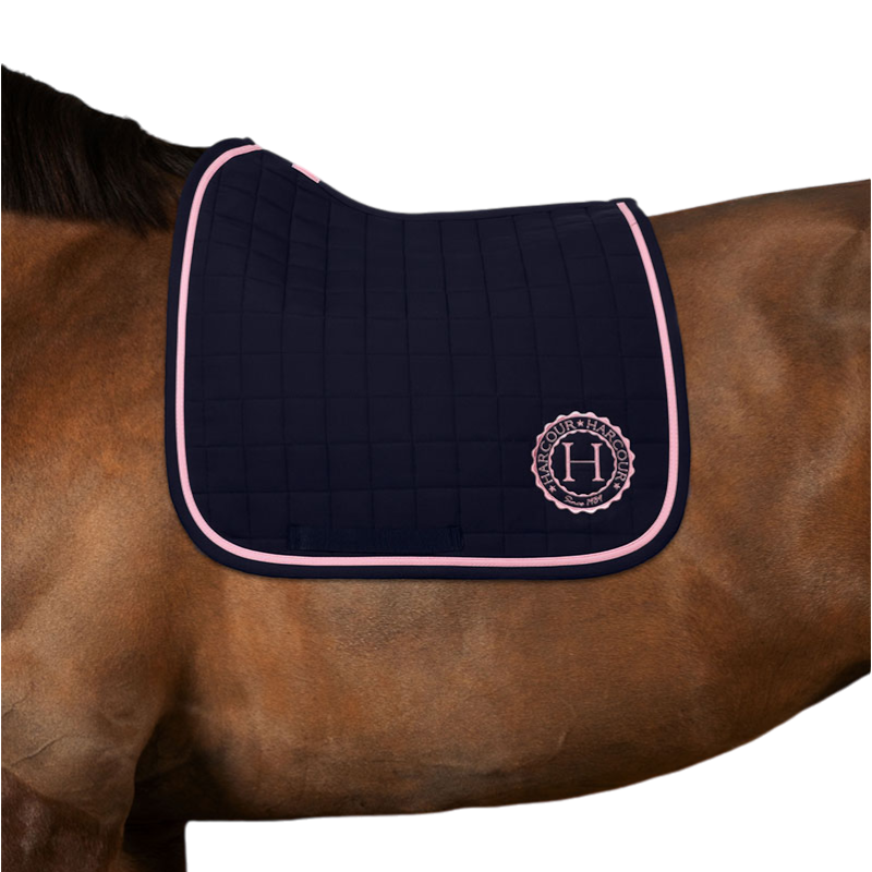 Harcour - Tapis de dressage Suzie marine/ rose