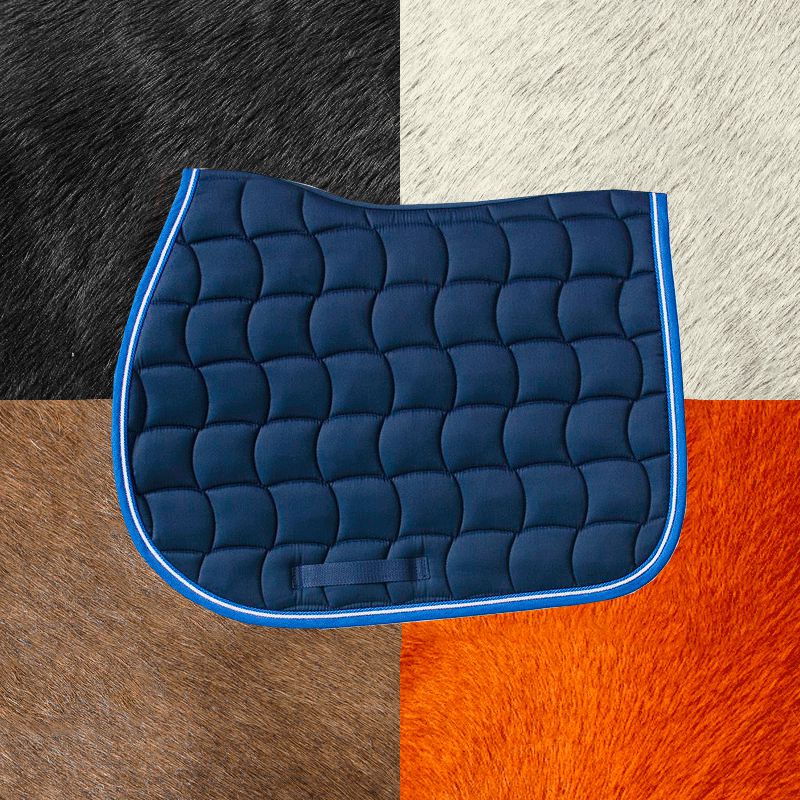 Harcour - Tapis de selle Chantilly Marine / Bleu électrique - Blanc / Bleu électrique | - Ohlala