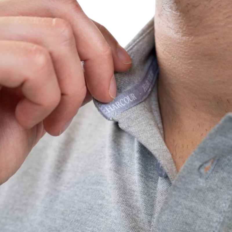 Harcour - Men's long sleeve polo Malik gray heather 