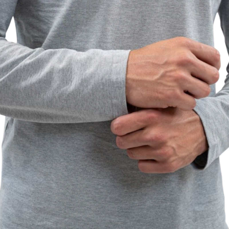 Harcour - Men's long sleeve polo Malik gray heather 