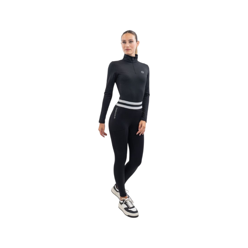 Harcour - Women's equestrian leggings Volta black/light gray 