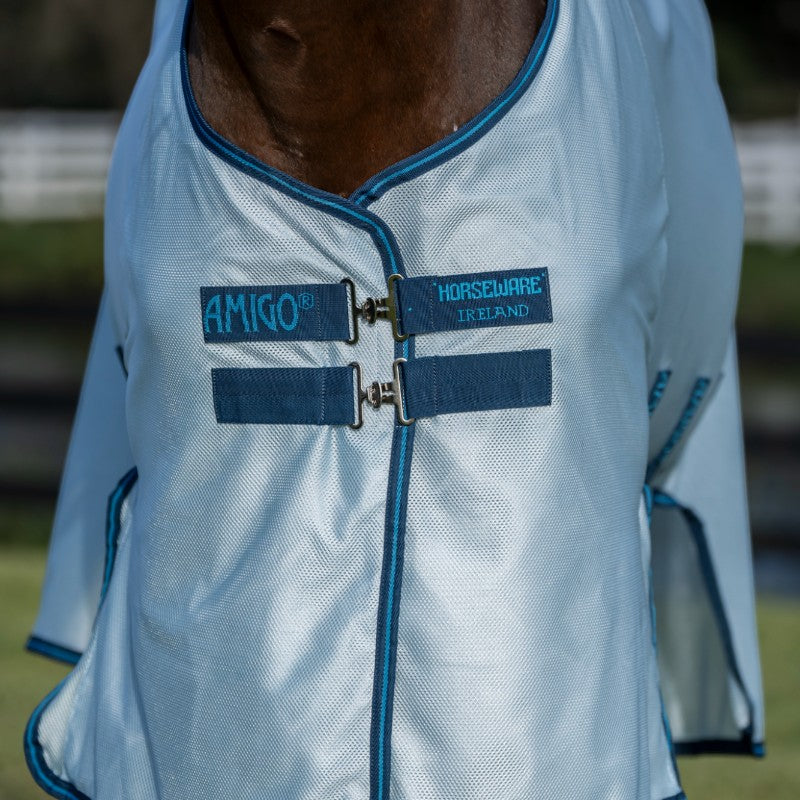 Horseware - Couverture anti-mouches Amigo Bug Buster azure blue/ marine/ bleu électrique | - Ohlala