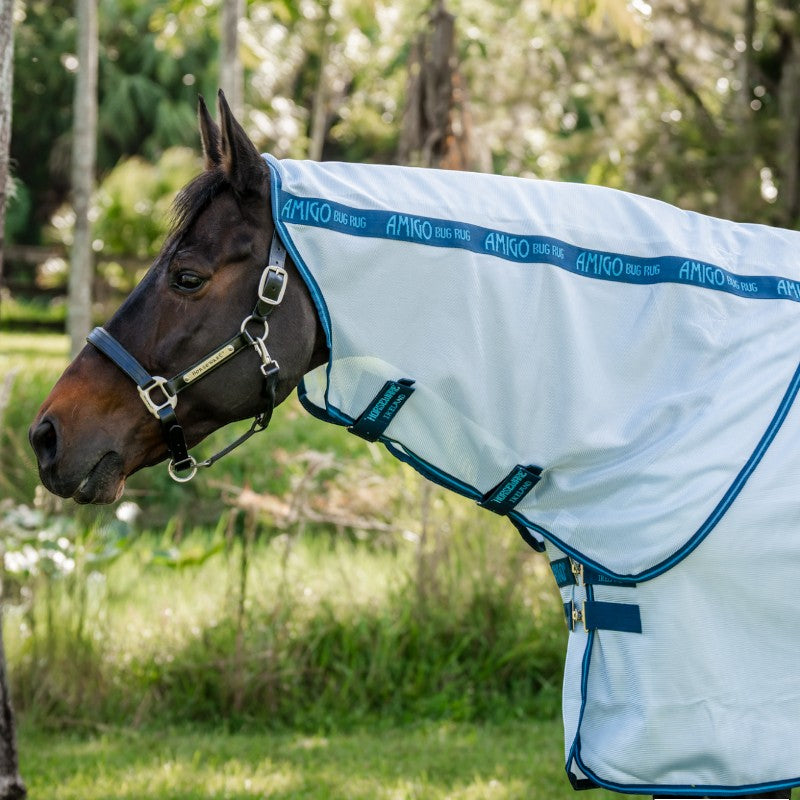 Horseware - Couverture anti-mouches Amigo Bug Rug Plus XL azure blue/ marine/ bleu électrique | - Ohlala