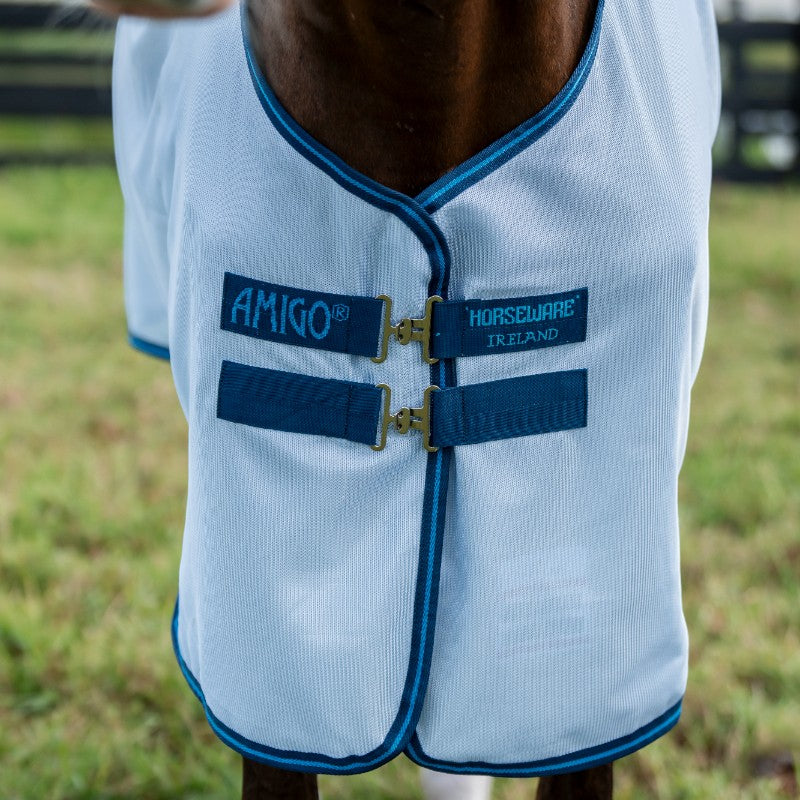 Horseware - Couverture anti-mouches Amigo Bug Rug Plus azure blue/ marine/ bleu électrique | - Ohlala