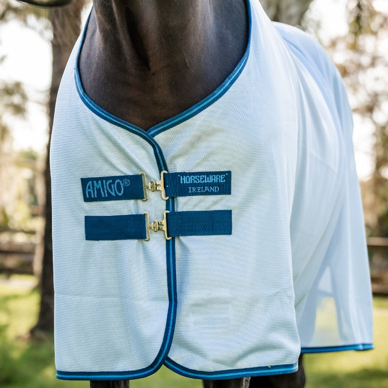 Horseware - Couverture anti-mouches Amigo Bug Rug azure blue/ marine/ bleu électrique | - Ohlala