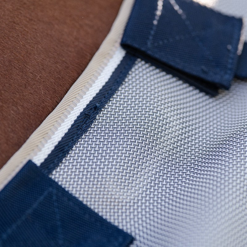 Horseware - Couverture anti-mouches Rambo Protector Fieldsafe argent/ marine/ blanc/ beige | - Ohlala
