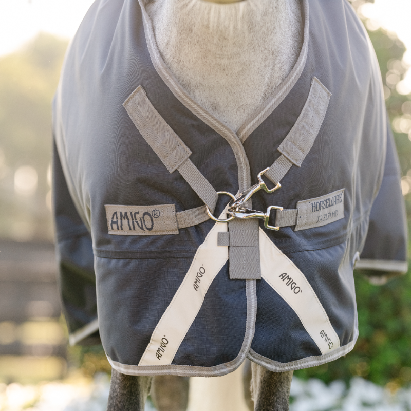 Horseware - Couverture d'extérieur Amigo Bravo Plus Pony Turnout marine/ titanium grey/ argent 50g | - Ohlala