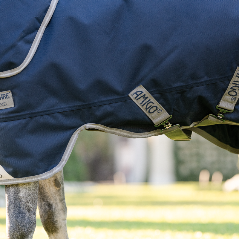 Horseware - Couverture d'extérieur Amigo Bravo Plus Pony Turnout marine/ titanium grey/ argent 50g | - Ohlala