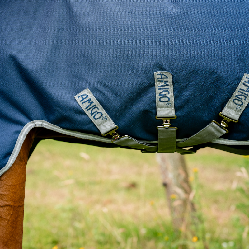 Horseware - Couverture d'extérieur Amigo Bravo Plus Turnout marine/ titanium grey/ argent 50g | - Ohlala
