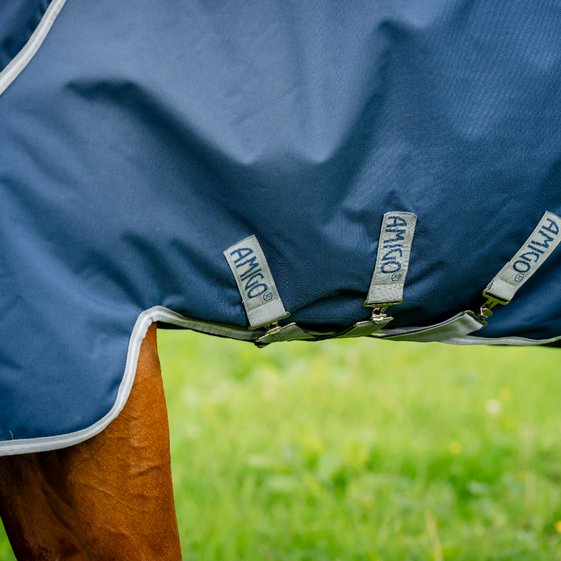 Horseware - Couverture d'extérieur Amigo Bravo Plus Turnout marine/ titanium grey/ argent 50g | - Ohlala