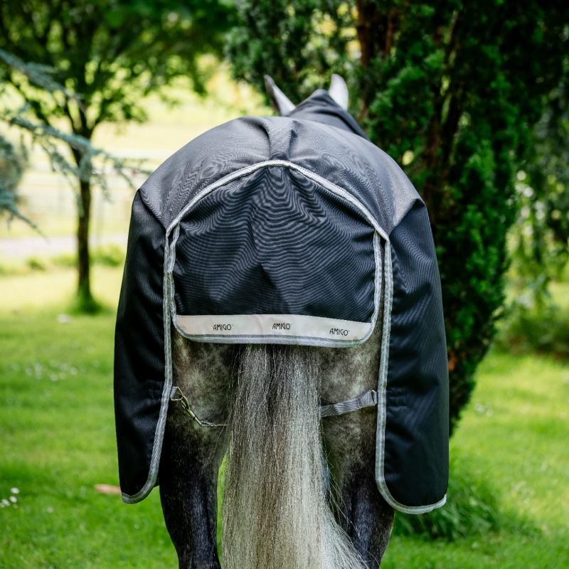 Horseware - Couverture d'extérieur Amigo Bravo XL Turnout noir/ titanium grey/ argent 150g | - Ohlala
