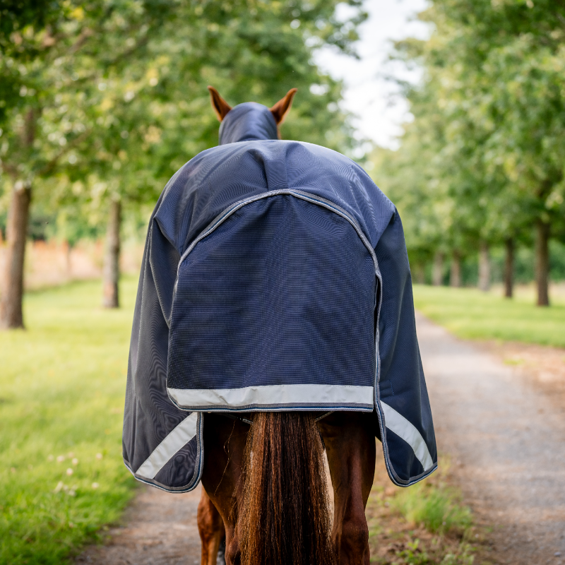 Horseware - Couverture d'extérieur Rambo Turnout marine/ thunderstorm gris/ argent 100g | - Ohlala