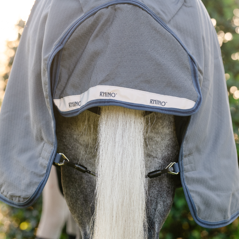 Horseware - Couverture d'extérieur Rhino HexStop Plus Pony gris/ indigo/ marine 100g | - Ohlala